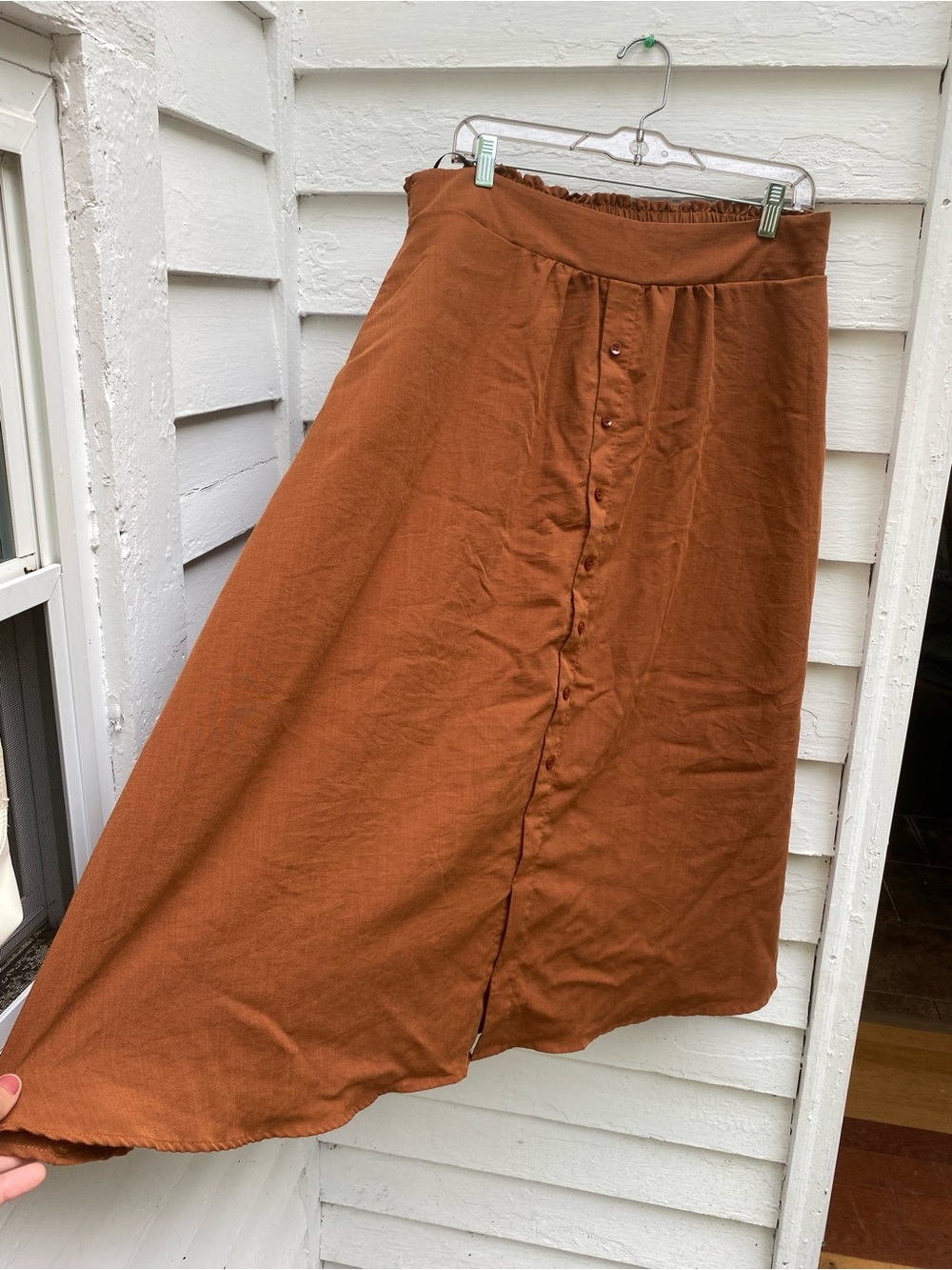Rust Button-Front Skirt - Picture 2 of 7